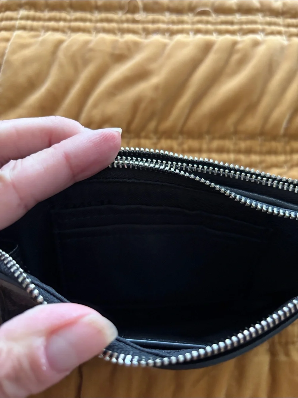 Coach Black/Gray Signature Canvas Wristlet with Logo